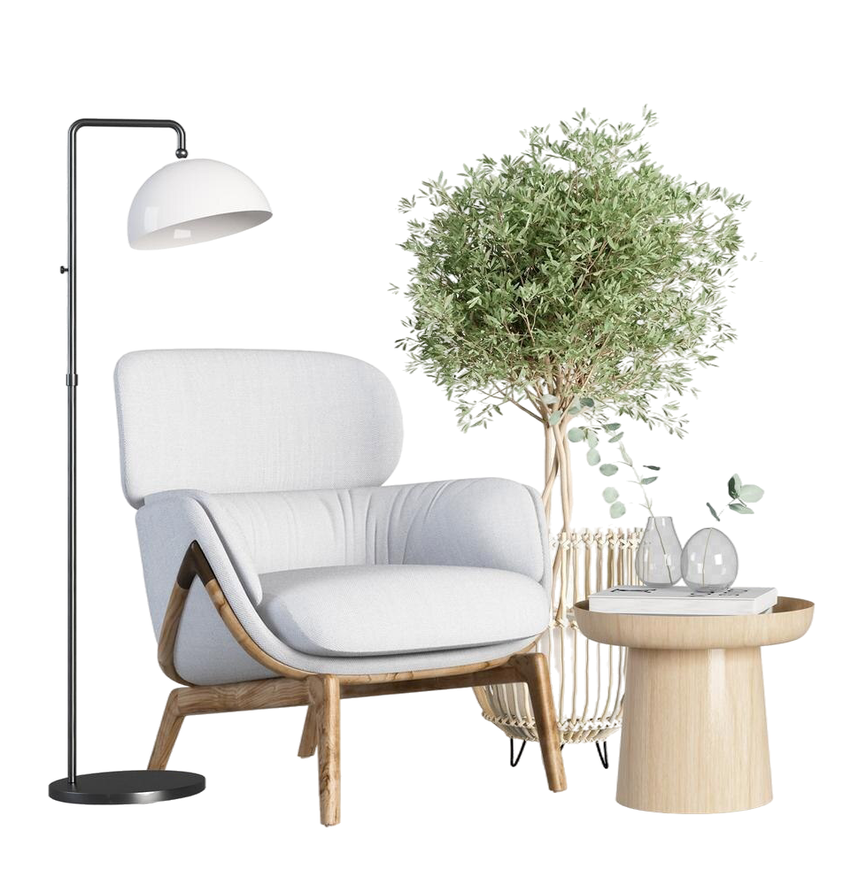 interior-decoration-set-3d-rendering
